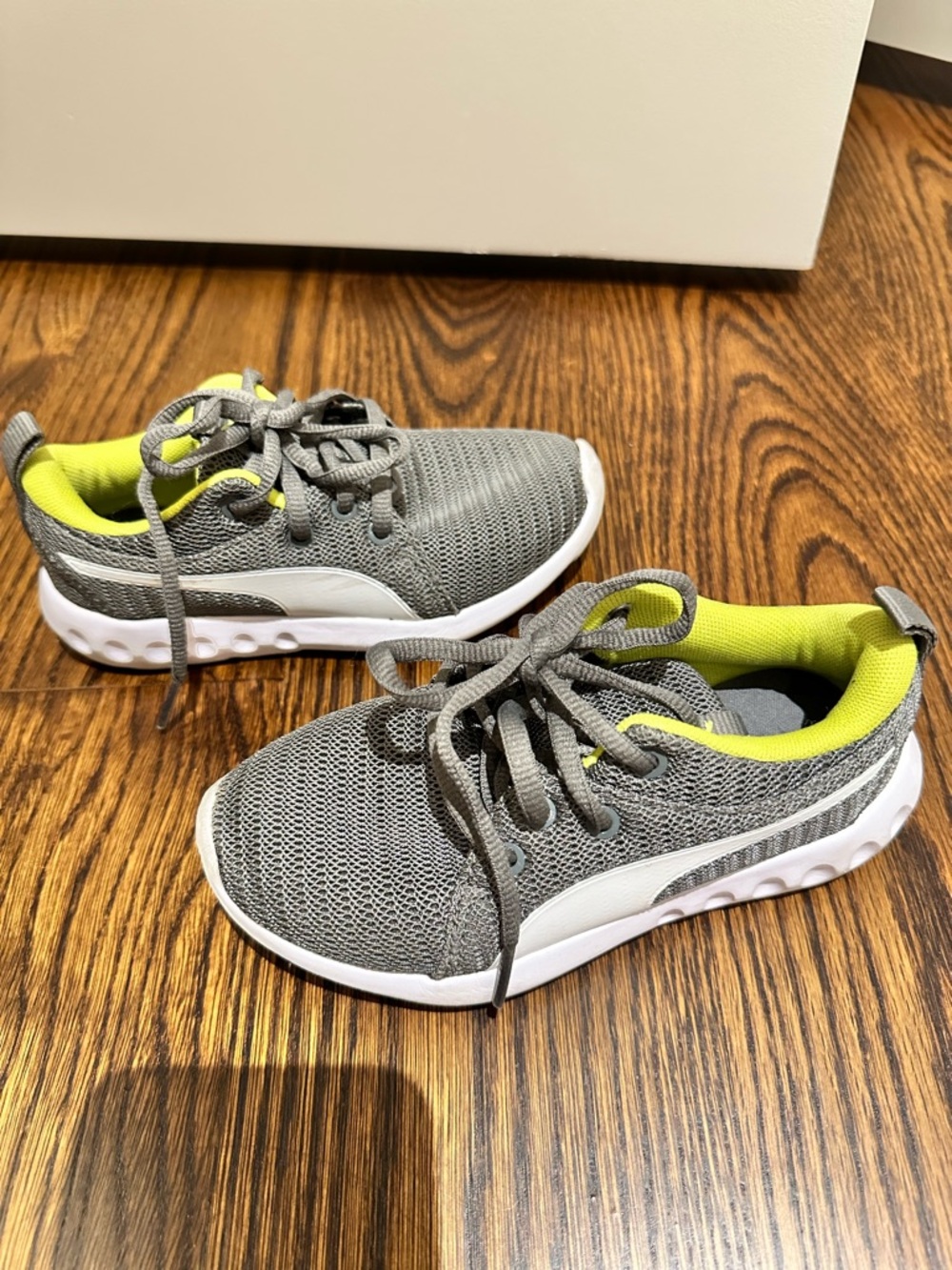 Puma Kids' Gray & Lime Athletic Sneakers size 11.5c